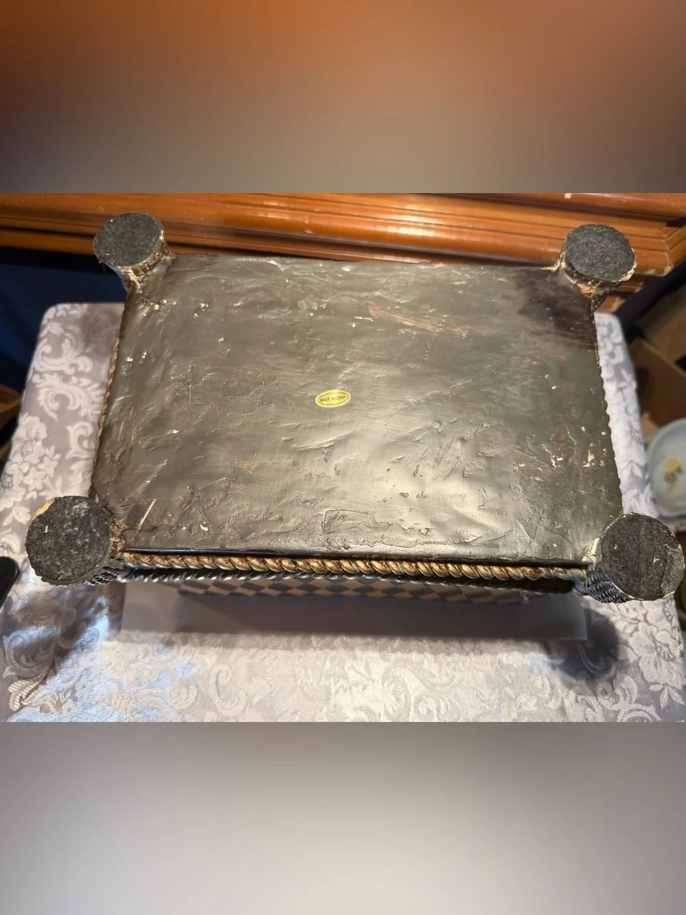 Decorative Resin Box Resembling Maitland-Smith Box Harlequin Style Box with Lid